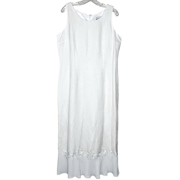 Vintage Plaza South White Linen Embroidered Maxi Dress Size 4 NWT Old Money - Picture 8 of 9